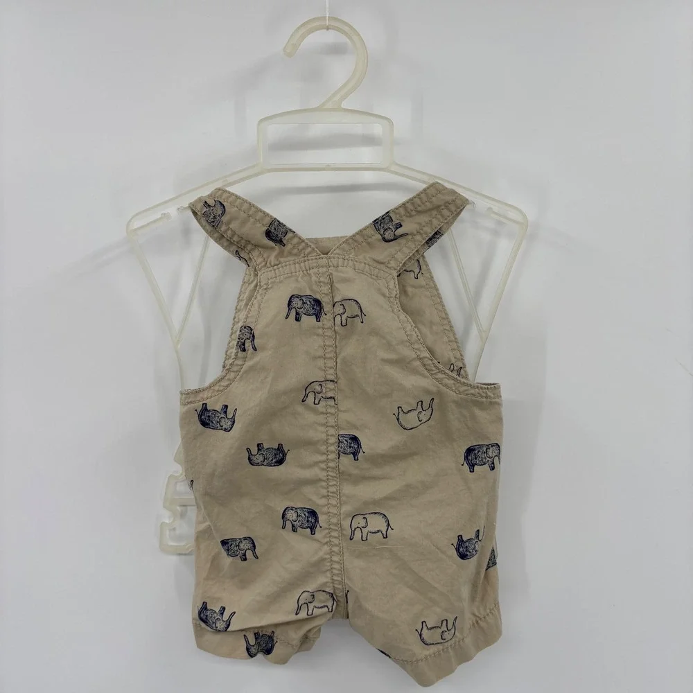 Just One You Carter's Elephant Shortalls Kids 3M Tan Safari Animal Overalls Cute